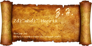 Zámbó Henrik névjegykártya